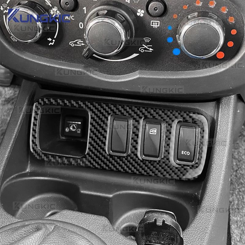 För Dacia Duster 2014 2015 2016 2017 2018 Äkta Mjuk Kolfiberdekal Vänsterstyrd Högerstyrd Bil Central Kontroll Anti-halk Knapp Ram Trim.