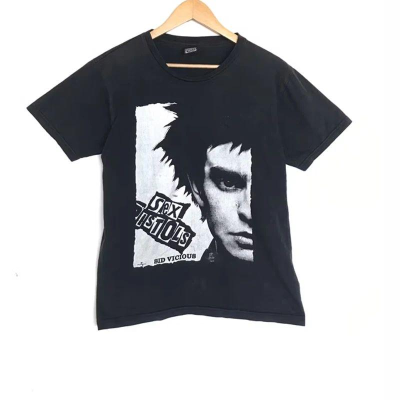 Rock Punk Print Pattern Short Sleeve Retro Sports Streetwear Double Sided Print T-shirt Casual Loose Cotton Top Unisex