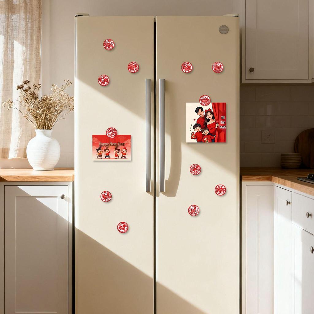 Festive Zodiac Paper-Cut Glass & Magnetic Fridge Stickers - Cultural Heritage Decor for New Year