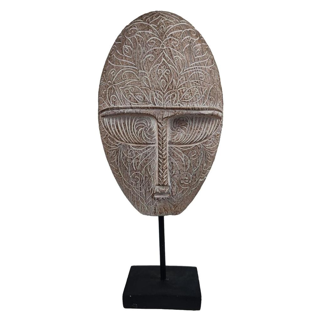 Freestanding Face Sculpture Black Stand Tabletop Decor Textured
