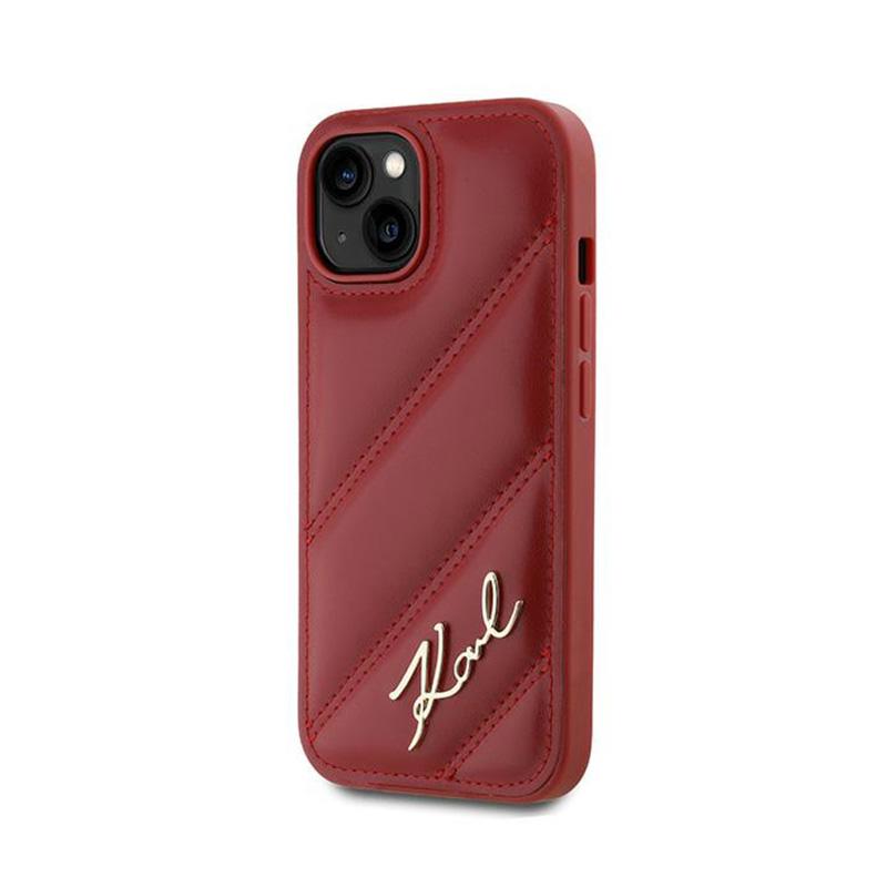 Karl Lagerfeld Diagonal Quilted Script - Etui Iphone 15 / 14 / 13 (Czerwony)