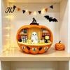 Halloween Pumpkin Bar Ornament Counter Figurine, Cute Ghost Bartender Mini Spooky Tabletop Figurine Scene Statue, Desktop for Home Party Display