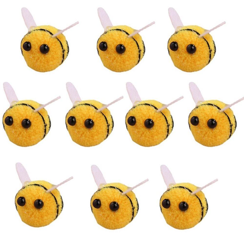 10pcs Handwork Yellow Wool Felt Little Bee Felt Ball Creative Artificial Bees Crafts Cute Mini Bee Clothing Decor