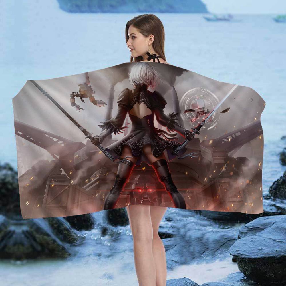 Game Nier Automata Anime Beach Swimming Towel Soft Absorbent Washcloth Children's Gifts for Kids Travel Camping Gym