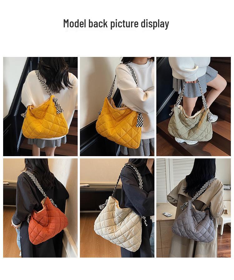 Damen Argyle Baumwollgepolsterte Tragetasche — Große Kapazität Herbst/Winter Schultertasche