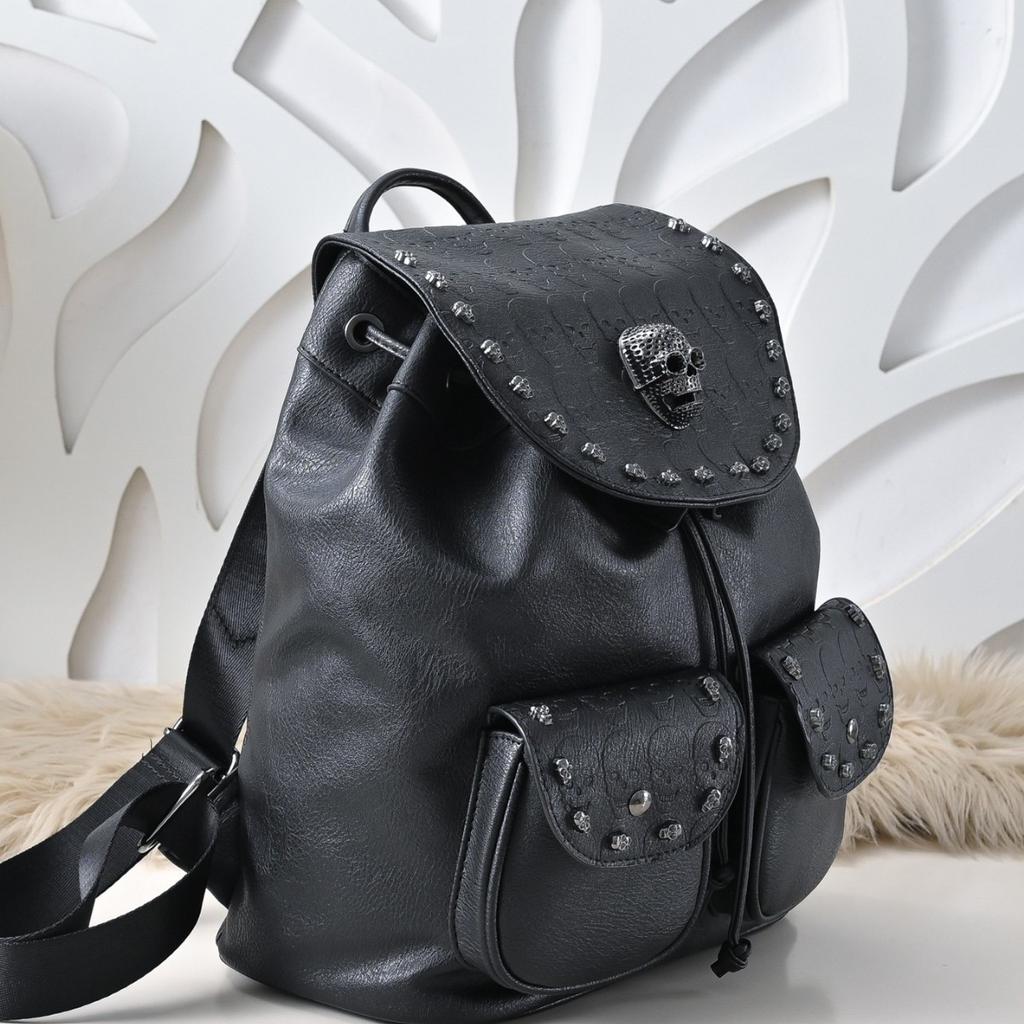 European and American Fashion Retro Women's Bag Street Trend Skull Heavy Metal Motorcycle Hand-held Backpack Women's Backpack