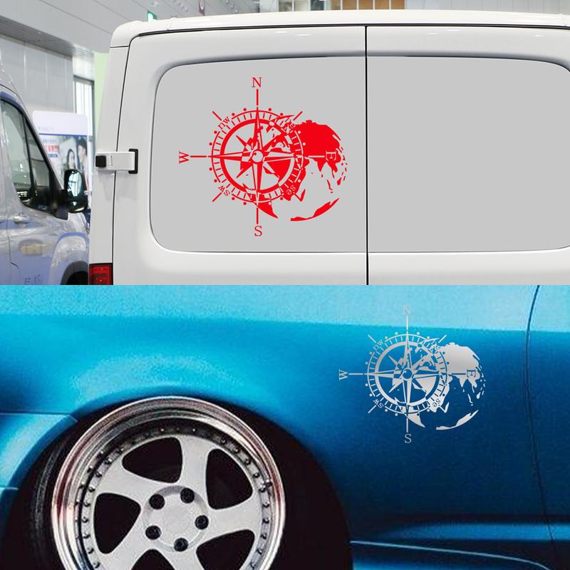 Compass World Map Graphics Vinyl Decal Decoration Auto Tuning Accessories Universal Various Sizes Car Camper RV Body PVC Sticker