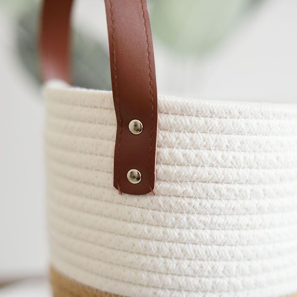 Cotton Rope Hand Woven Hanging Baskets Natural Wicker Plant Flower Pot Snack