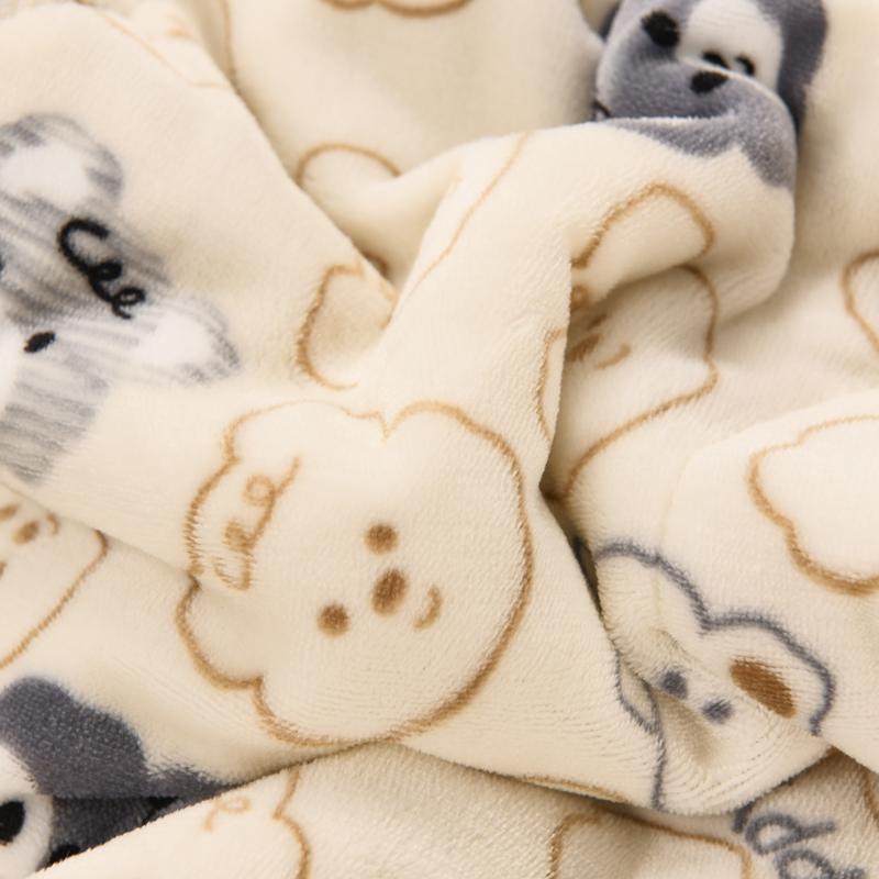 Thickened Warm Coral Fleece Winter Blanket for Bed Cartoon Bear Printed Double-layer Milk Velvet Blankets Double Plush Comforter