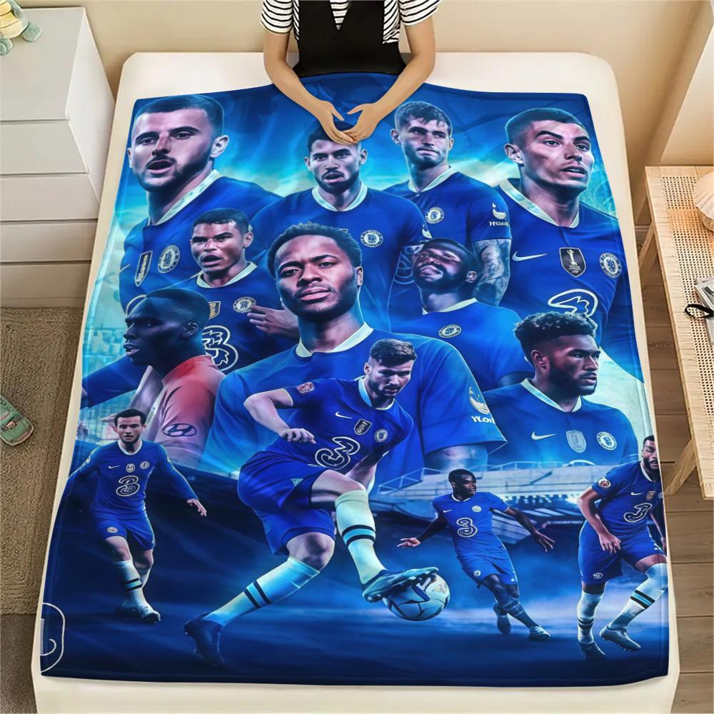 Chelsea FC Poster Print FlAannel Blanket, High Quality Comfortable for All Seasons, Home Decor, Warmth and Comfort
