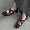2025 Spring New Women's Leopard Horsehair Narrow Band Cross Strap Flats Round Toe Leisure Soft Comfortable Female Ballerinas Hot