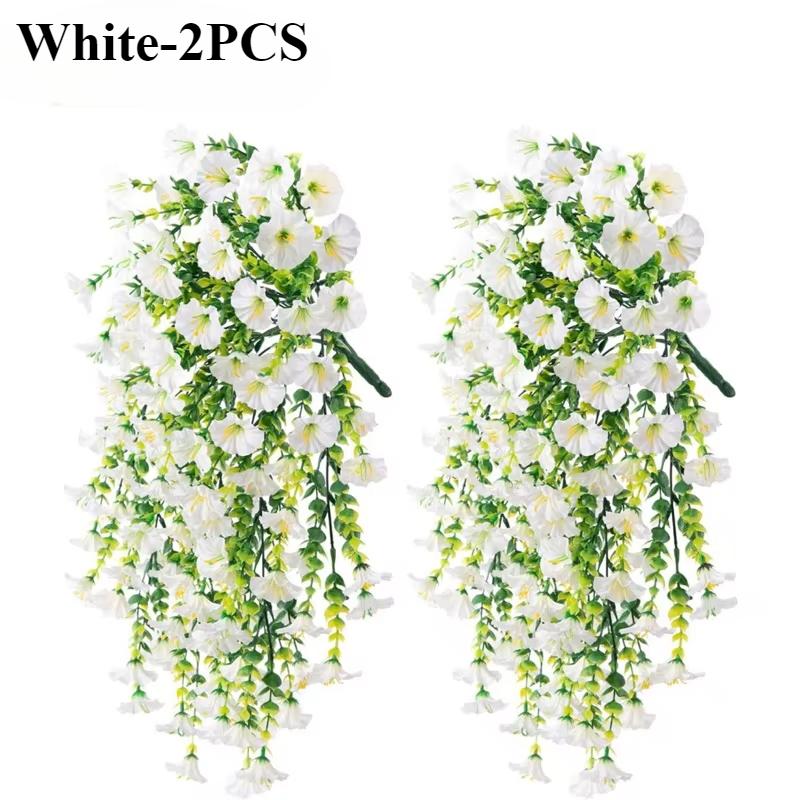 Artificial Faux Plants Flowers Fake Silk Fuchsia UV Resistant Realistic Morning Glory for Hanging Planter Porch Patio Decoration