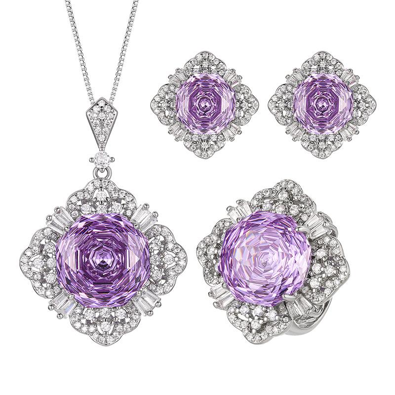 Jewelry Copper Bottom Gold-Plated Simulation Millennium Cut Roland Temperament Set Main Stone 16-10M