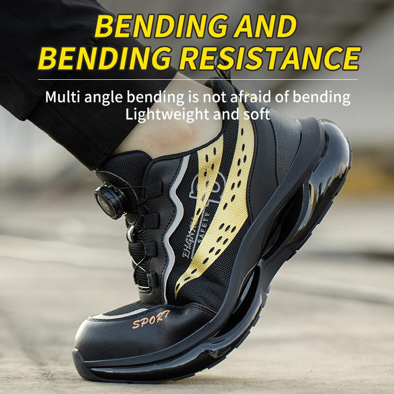 Steel Toe Shoes Men Work Boots Rotary Buckle Work Sneakers Puncture-Proof Anti-smash Protective Shoes Lightweight Safety Shoes