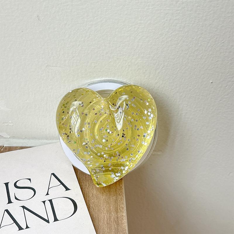 Solid Color Glitter Heart-Shaped Three-Dimensional Mobile Phone Airbag Bracket Magnetic Attraction Suitable For Magsafe Creative Ring