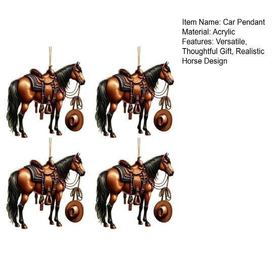 Realistic Horse Car Pendant 2D Acrylic Western Cowboy Horse Car Charm Keychain Rearview Mirror Decoration Gift for Equestrian Lovers