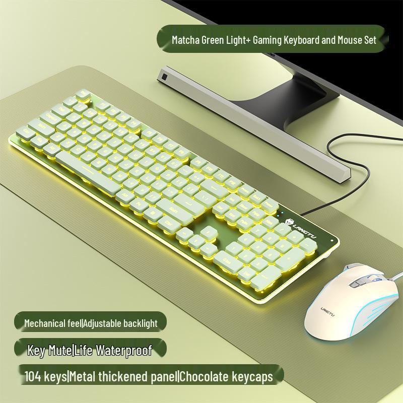Langtu Wired Backlit Mechanical Keyboard for Office and Laptop Typing (Girls Edition)