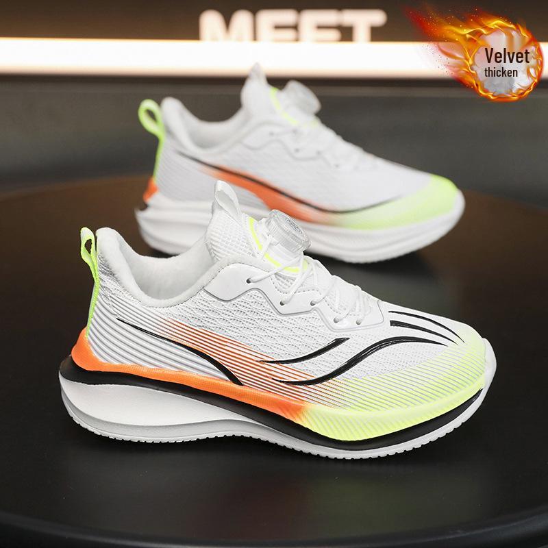 2025 Kids' Red Rabbit Winter Running Shoes: Warm, Lightweight, Velvet-Lined Leather Sneakers