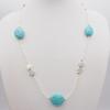 Used W739 Freshwater Pearl Shell etc. Natural Stone SILVER TOP ~~ Engraved Necklace Turquoise Style Engraving Heart Clover Design Silver June