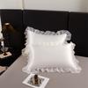 2pc Ruffle SILKY SATIN Pillowcase Woven Lace Active Printing, Machine Washable, Craft Style Pleated Envelope Pillowcase