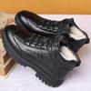 Fashion New Designer Genuine  Men's Ankle Boots Fashion Soft-soled Winter Warm Cotton Shoes Men Non-slip Black Platform Ankle Boots Male