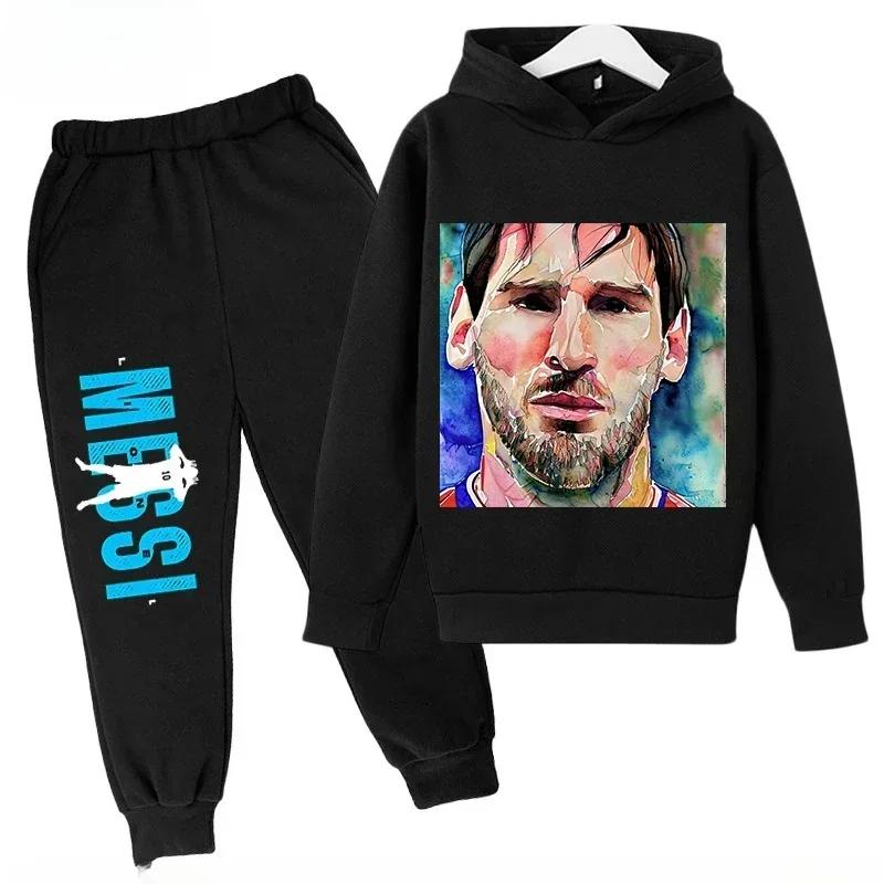 Messi Print Children's Set Sports Hoodie Pants Suit 2pcs Set Boys Girls Baby Kid Clothing Casual Fashion Autumn Winter Sportsuit