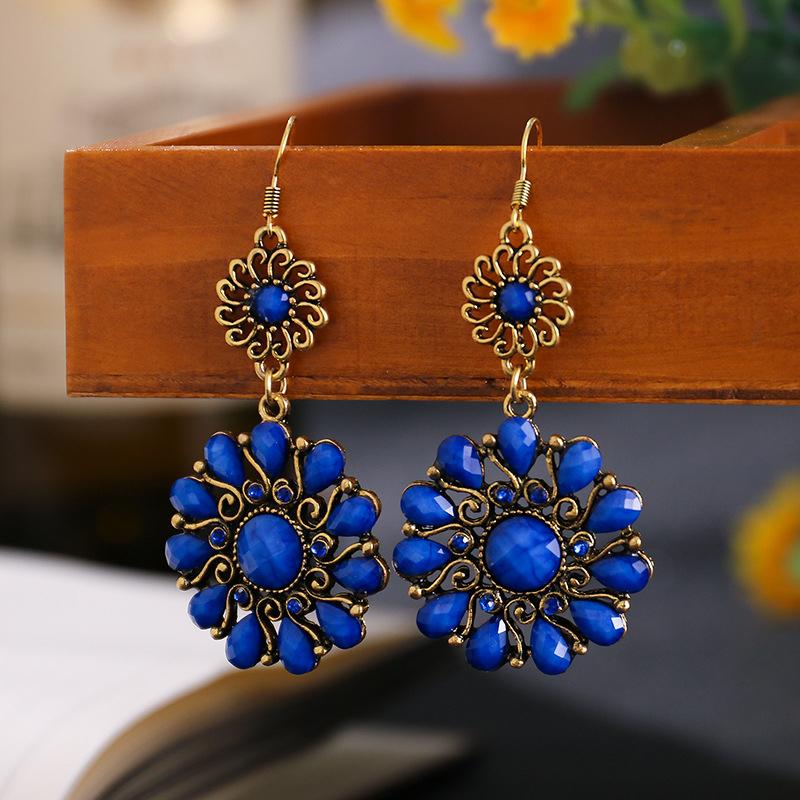 Bohemian Vintage Round Drop Dangle Earrings For Women Jewelry Acrylic Hollow Geometric Boho Wedding Earring Boucle Oreille Femme