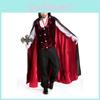 Fantasia Elegante de Príncipe Mago Vampiro para Homens Adultos para o Halloween com Capa e Luvas Elegantes