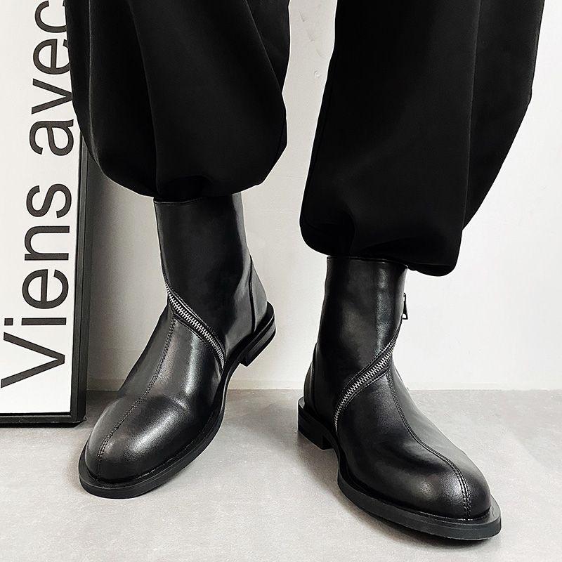 New High Top Boots Fashion Casual Versatile High Top Men Shoes Motorcycle Boots Comfortable Breathable Winter Non-slip Shoes