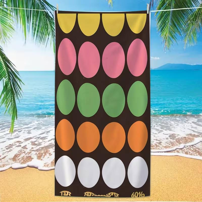 Pastel Color Polka Dot Beach Towel Minimal Retro Rainbow Color Block Spot Graphic Absorbent Quick Dry Soft Towel for Beach