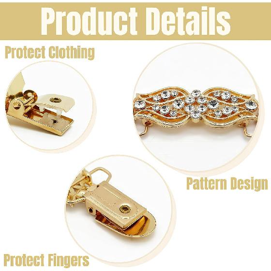 4 Pcs Waist Cincher & Shirt Clip Retro Dress Cinch Clips for Shawl, Gold Silver Waist Cincher Clip, 2 Style Dress Clips Back Cinch