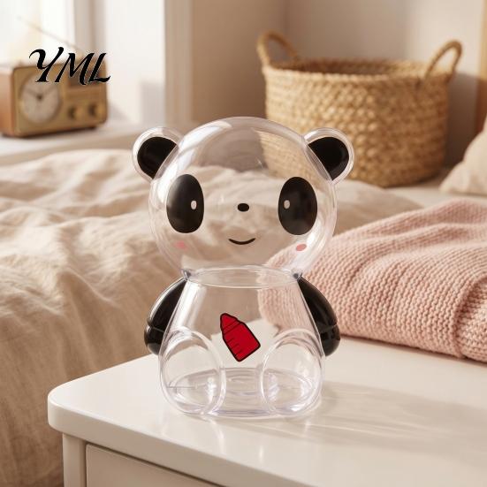 Break Resistant Piggy Bank Clear Panda for Kids, Plastic Cash Coin Bank, Money Management Box Saving Jar Decoration, Christmas Birthday Girls Boys