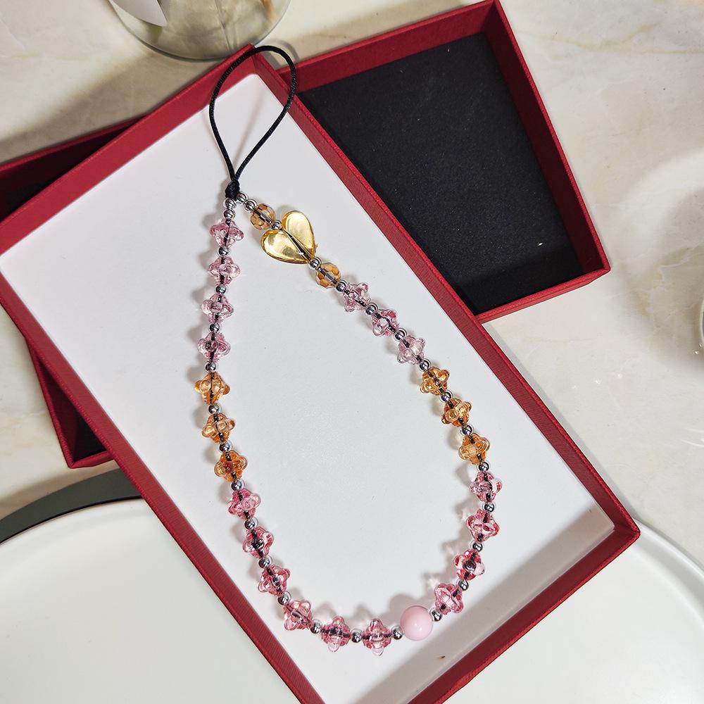 

Подвеска для телефона в виде сердца из акрила с градиентом и радугой - бисерный стиль для девочек