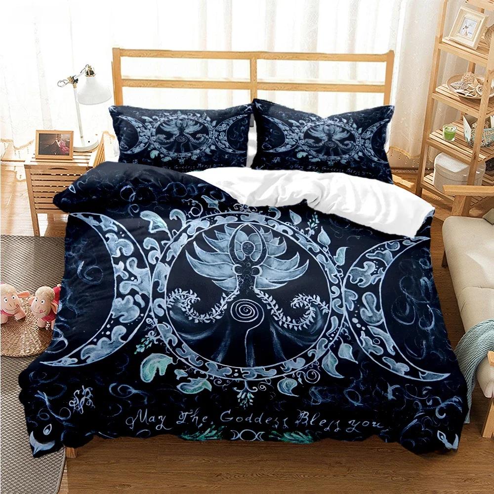 Triple Moon And Pentagram Duvet Cover Comforter Bedding Sets Soft Quilt Cover And Pillowcases For Teens Single/Double/Queen/King