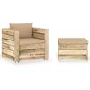 Exclusive House - 2 Pcs Garden Furniture Set with Cushions Impregnated Wood Green
