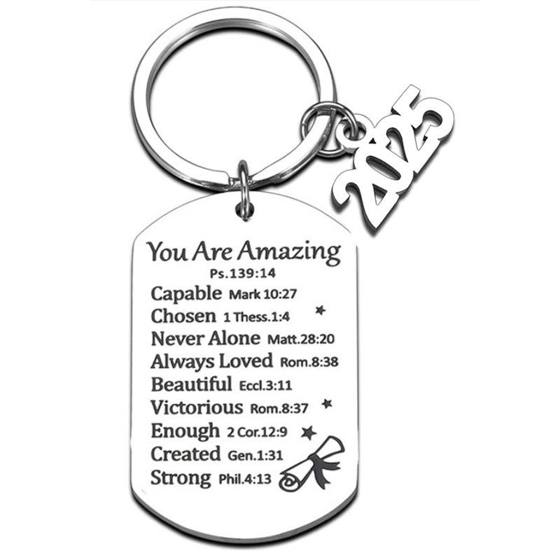 Stainless Steel Keychain for 2025 Graduation - University & High School Senior Gift In European and American Style