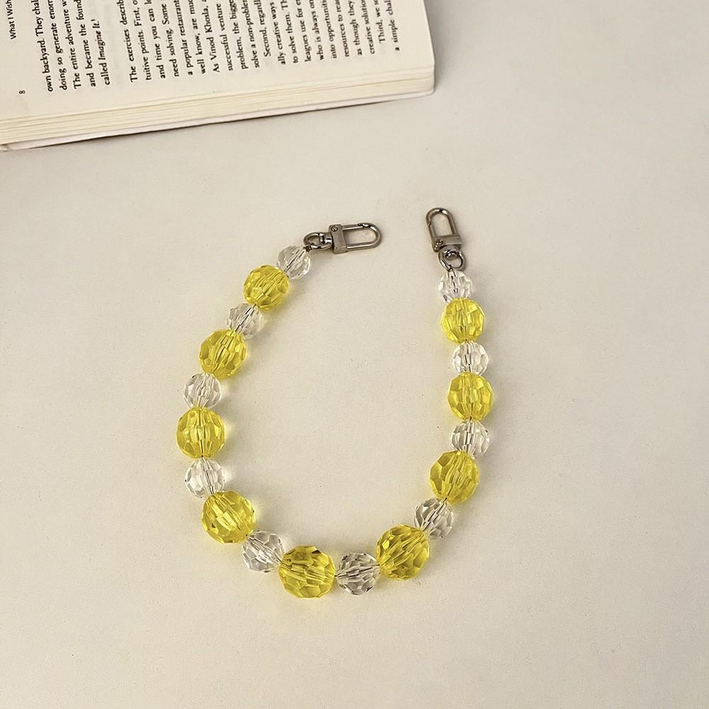 INS wind handmade beaded colored crystal anti-lost portable lanyard hand carry fashion chain mobile phone chain жёлтый