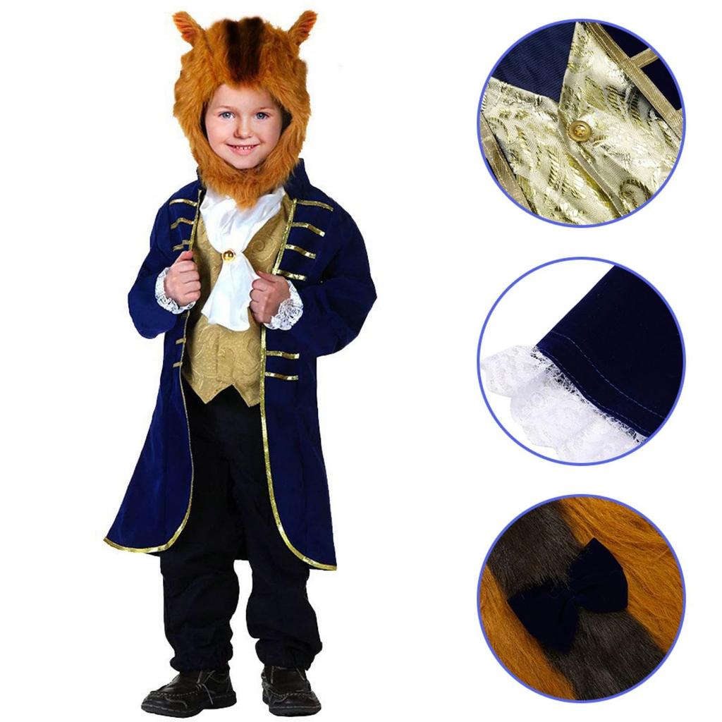 Moerstar Beast Cosplay Costume for Kids, Boys, Halloween, Beauty and the Beast, Prince Costume, Perfect for Parties, Christmas, School Festivals,