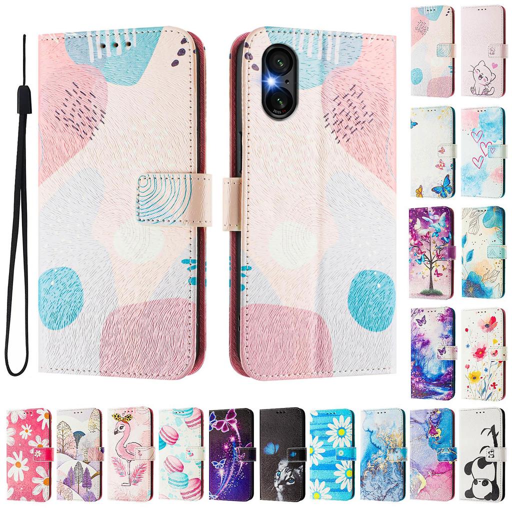 Color Puzzle Luxury Painted Leather Case Wallet Book Style Cover for Sony Xperia 5 IV / 10 IV ,Xperia 1 V / 5 V / 10 V,Xperia 1 VI,5 VI,10 VI.