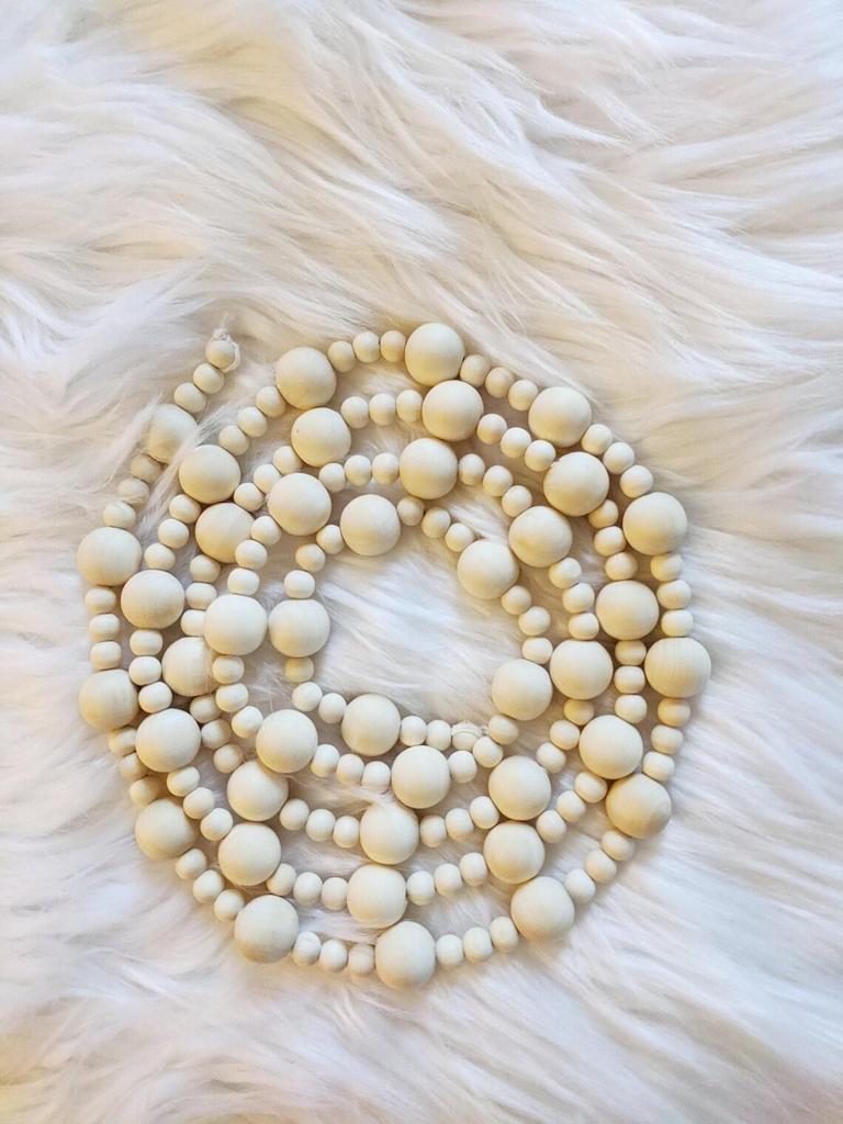 Extra Long Nordic 3.6m Wooden Bead Garland for Christmas Tree and Fireplace Decoration