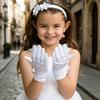 White Satin Kids Gloves Children Dress Gloves Elegant Wedding Gloves for Flower Girl Dancing Stage Performances