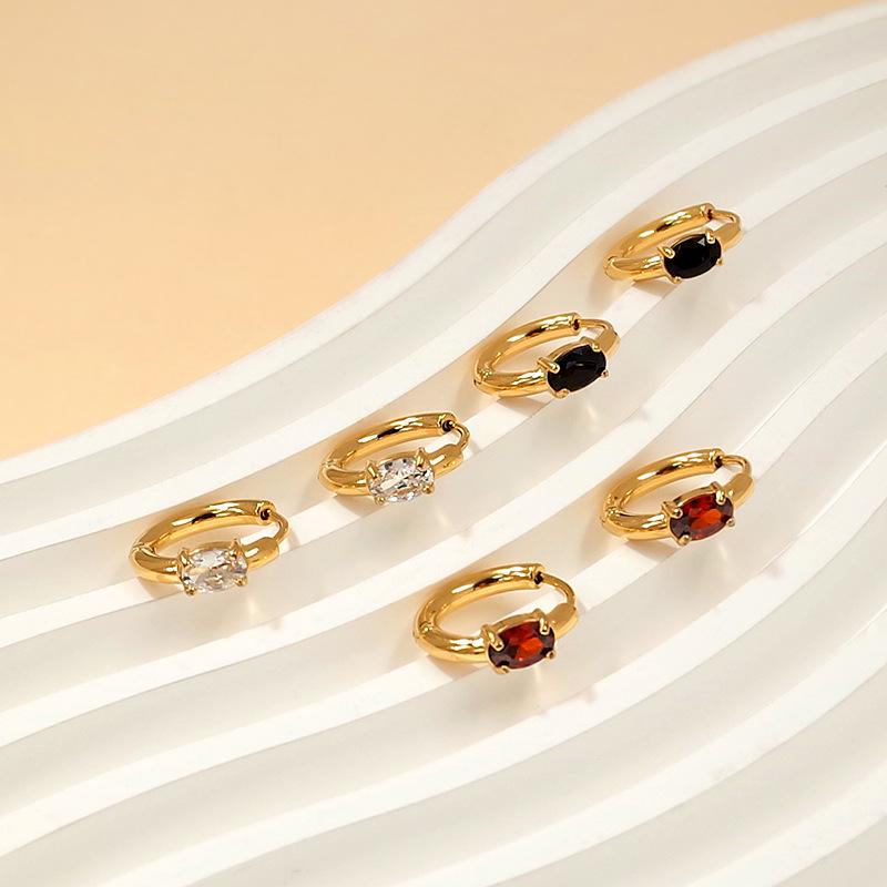 2025 Stylish Titanium Steel Earrings for Women: Lightweight, Luxurious Ear Cuffs with Colorful Zirconia and Unique Design