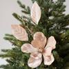 Red Gold Artificial Christmas Flower Flocking Xmas Decorative Flowers  New Year Gifts
