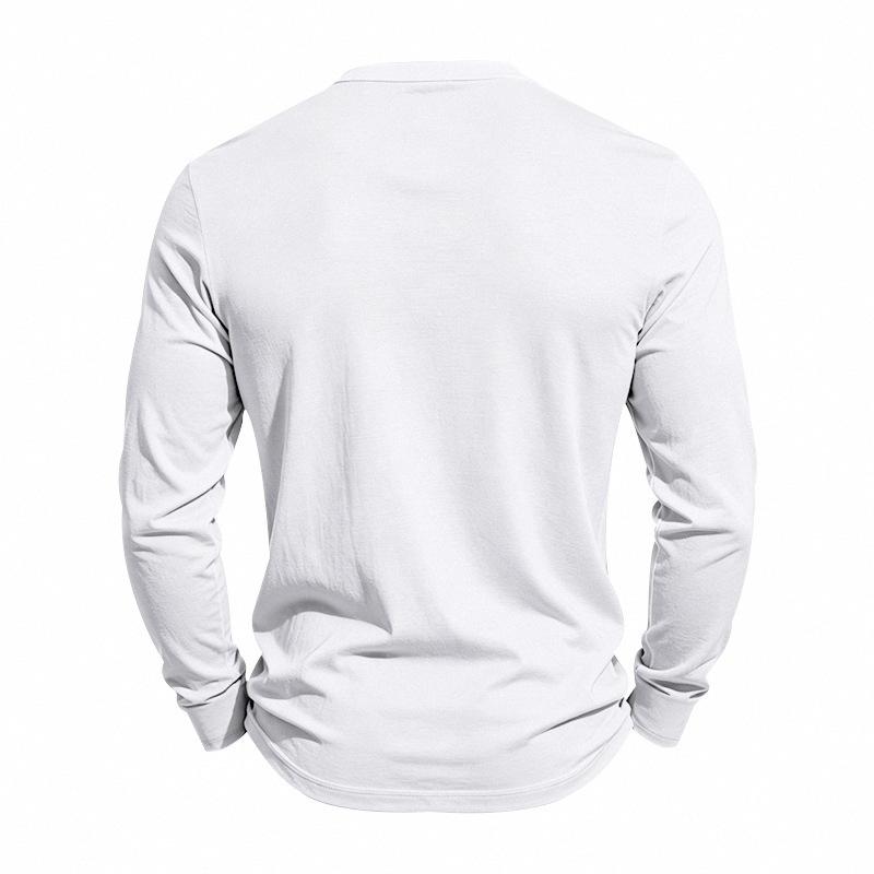 Men S Long Sleeve Henley T Shirt Casual Solid Color
