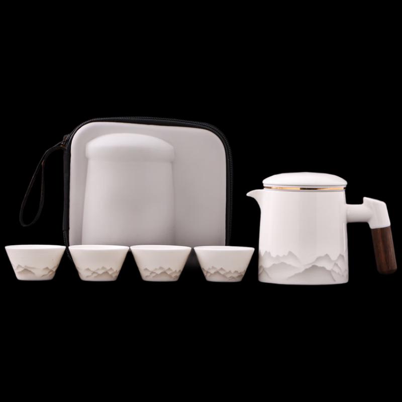 Shangqi Plain White Portable Tea Set