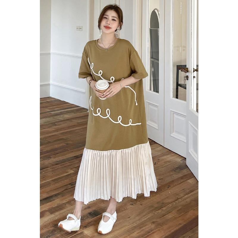 DIMANAF 2026 Plus Size New Floral Dress Summer Women Shirt Dress Loose Beach Casual Long Dresses O-Neck