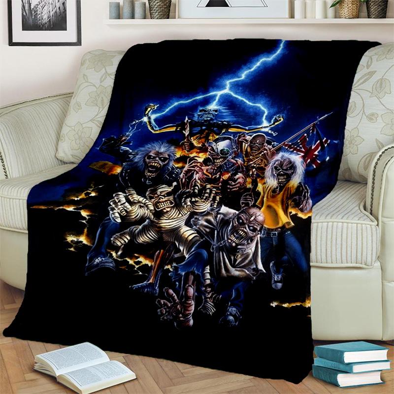 HD I-Iron Maiden Heavy Metal Band 3D Blanket,Soft Throw Blanket for Home Bedroom Bed Sofa Picnic Travel Office Cover Blanket Kid