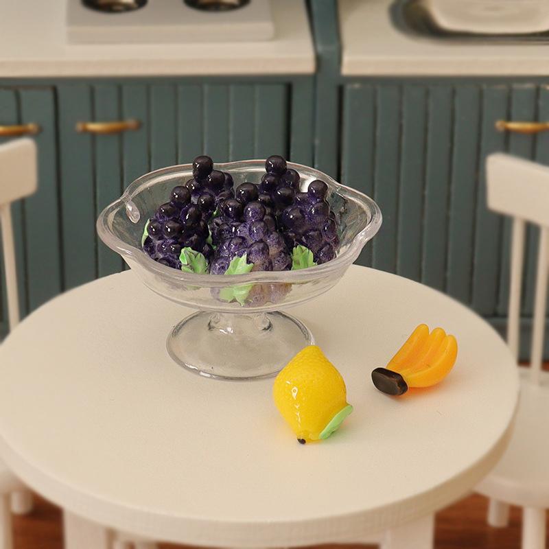 Doll House Simulation Mini Transparent Fruit Tray Decoration Pieces Fruit Food Play Accessories