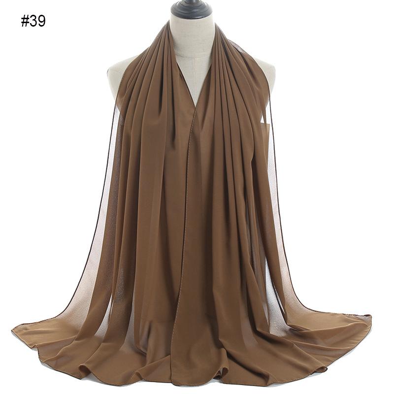 Good Stitching Muslim Chiffon Hijabs for Women Solid Chiffon Shawl Scarf Head Wraps Foulard Femme Hijab Scarves Muslim Turban