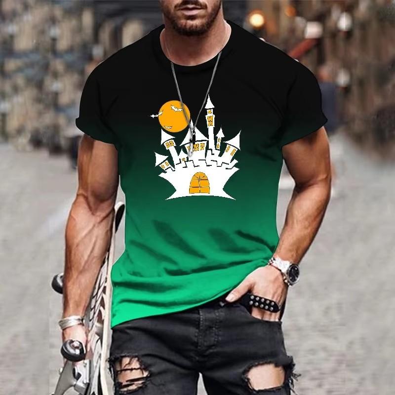 

Летняя футболка для мужчин, легкая и свободная мужская мода, градиентная серия, 3D-принт, повседневные футболки больших размеров для Хэллоуина 6XL